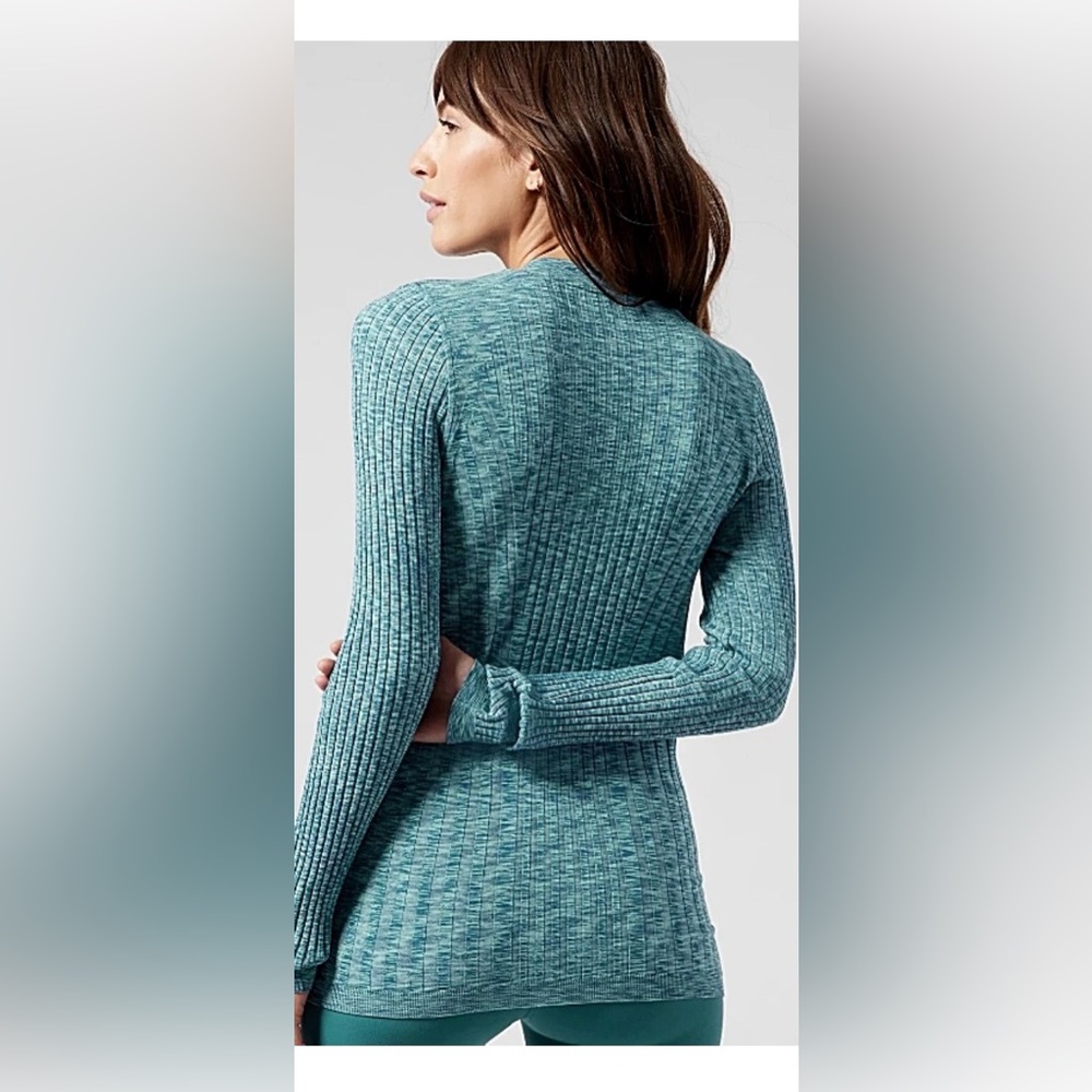 Athleta Revolve Borealis Green Heather Cardigan - Picture 3 of 7